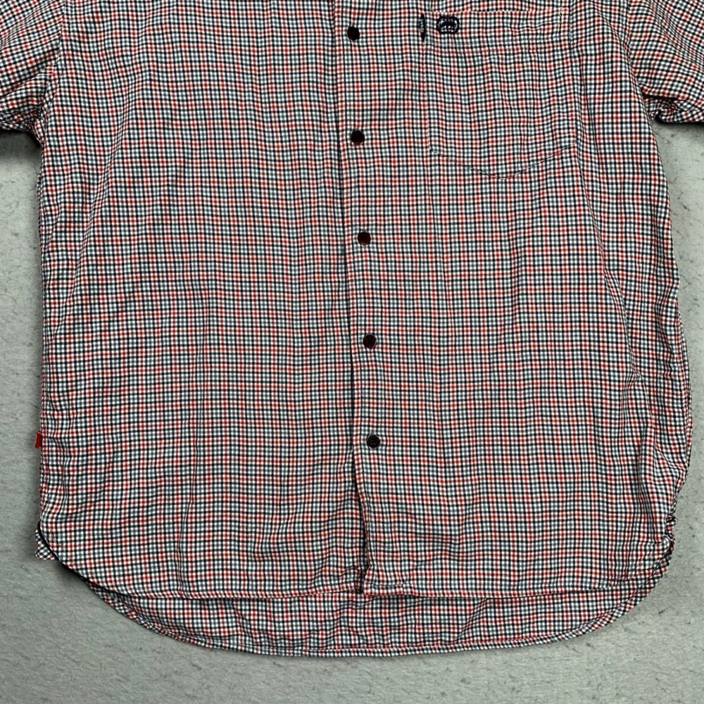 Y2K Ecko Unltd Button Down Shirt Mens L Red White Blue Check Short Sleeve - Picture 5 of 11
